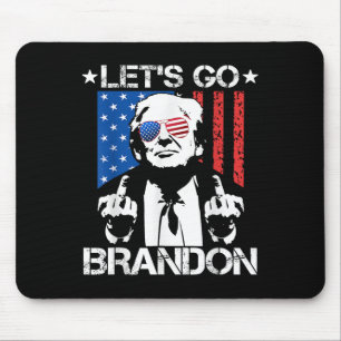 Lass Go Brandon Trump Middle Finger Flag Mousepad