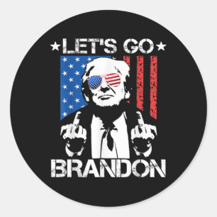 Lass Go Brandon Trump Middle Finger Flag Runder Aufkleber