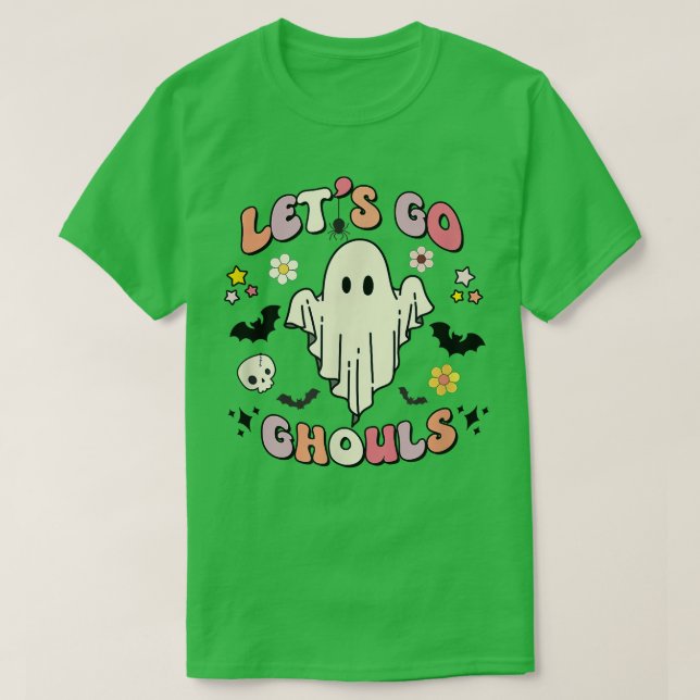Lass Go Ghouls Halloween Ghost Groovy Retro 70er H T-Shirt (Design vorne)