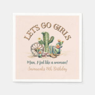 Lass Go Girls Cowgirl Rodeo Custom Blush Pink Serviette