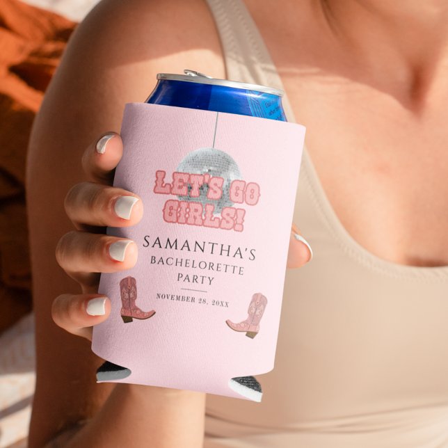 Lass Go Girls Disco Cowgirl Junggeselinnen-Abschie Dosenkühler (Cowboy Disco Bachelorette Party Can Cooler)