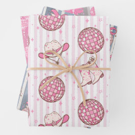 Lass Go Girls Disco Cowgirl Junggeselinnen-Abschie Geschenkpapier Set