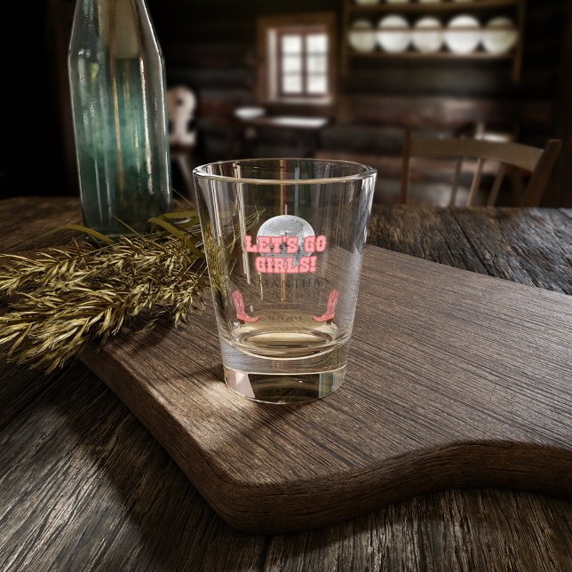 Lass Go Girls Disco Cowgirl Junggeselinnen-Abschie Schnapsglas (Lets Go Girls Bachelorette Weekend Party Shot Glass)