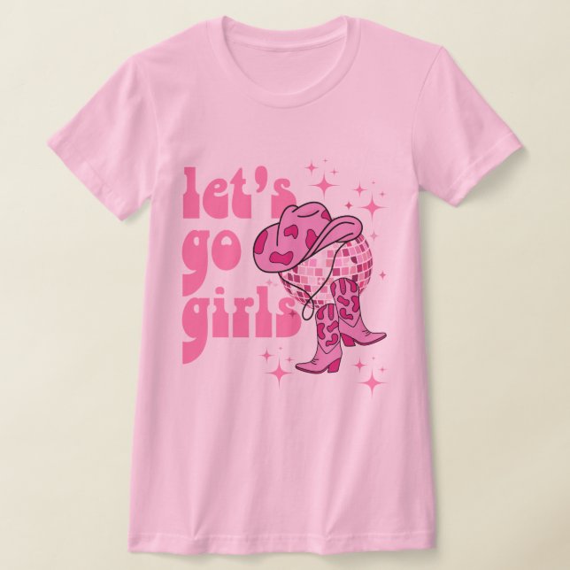 Lass Go Girls Disco Cowgirl Junggeselinnen-Abschie T-Shirt (Ablage )