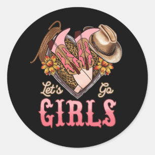 Lass Go Girls Retro Leopard Lip Cowboy Hat Western Runder Aufkleber