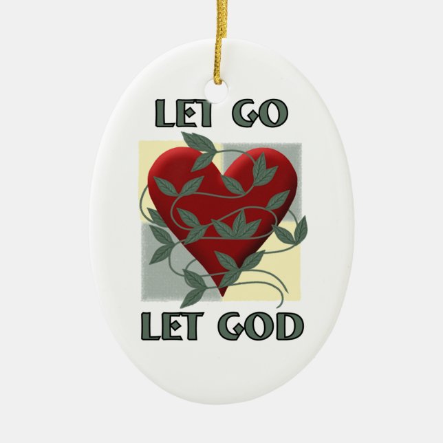 Lass Go Lasse Erholung Gott Slogan Zitat Rotes Her Keramikornament (Vorne)