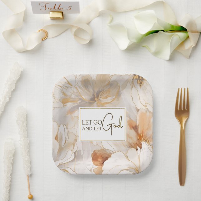 Lass Go und Lass Gott Christlich Inspiration Zitat Pappteller (Hochzeit)
