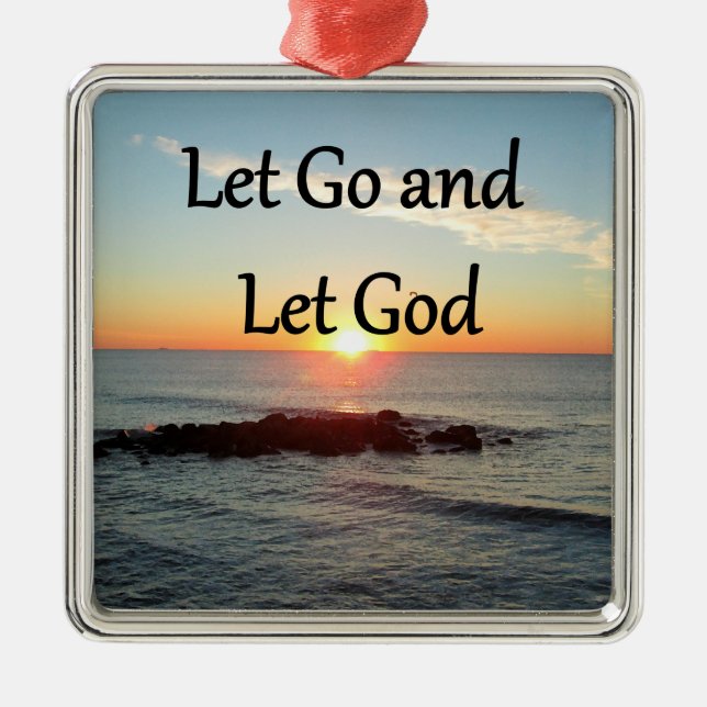LASS GO UND LASS GOTT SUNRISE FOTO SILBERNES ORNAMENT (Vorne)