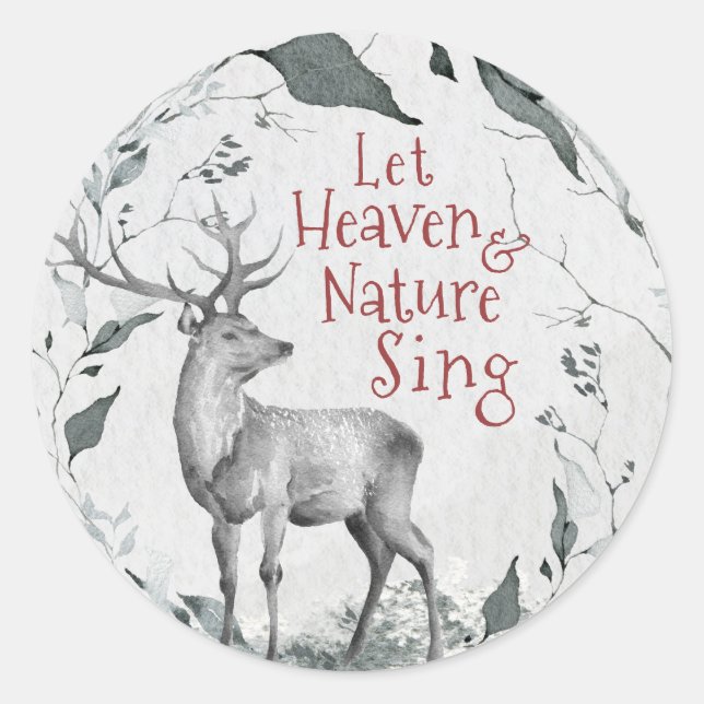 Lass Heaven & Nature Sing, Weihnachtslied Runder Aufkleber (Vorderseite)