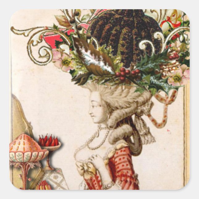 Lass ihnen Pudding zu essen! Marie Antoinette Chri Quadratischer Aufkleber (Vorderseite)
