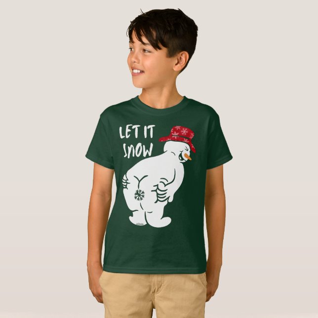 LASS IT SNOW lustiger Schneemann T-Shirt (Vorne ganz)
