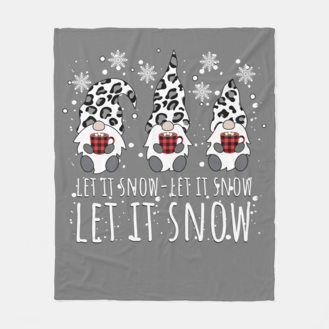 LASS IT SNOW Winter Gnome - Leopard Buffalo Karier Fleecedecke (Vorderseite)