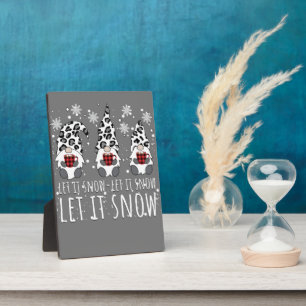 LASS IT SNOW Winter Gnome - Leopard Buffalo Karier Fotoplatte