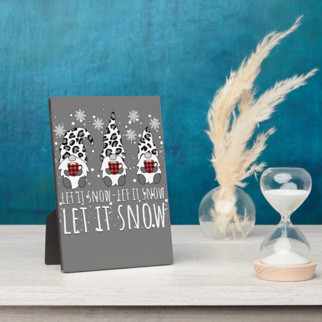 LASS IT SNOW Winter Gnome - Leopard Buffalo Karier Fotoplatte (Seite)