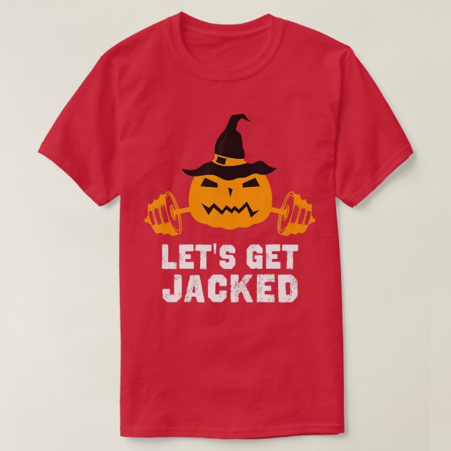 Lass Jacked Gym Weightlift Halloween Pumpki T-Shirt (Design vorne)