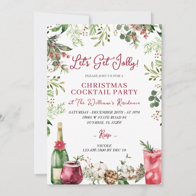 Lass Jolly Christmas Holiday Cocktails Party Einladung (Vorderseite)
