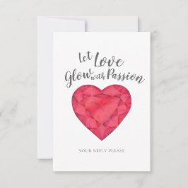 Lass Liebe Glühen mit Leidenschaft rubiner Hochzei RSVP Karte