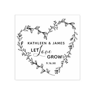 Lass Liebe wachsen Florales Herz Kranz Hochzeit Gummistempel