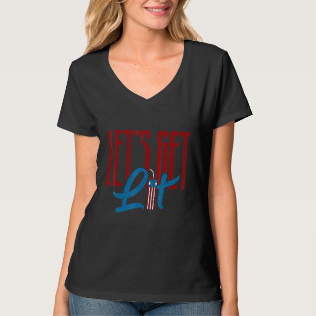 Lass Lit Fireworks Usa Party Sprichwort Patriotic  T-Shirt (Vorderseite)