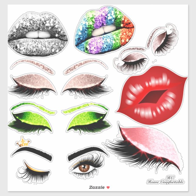 Lass Me Kiss Your Eyes & Lips Scrapbooking Sticker (Blatt)
