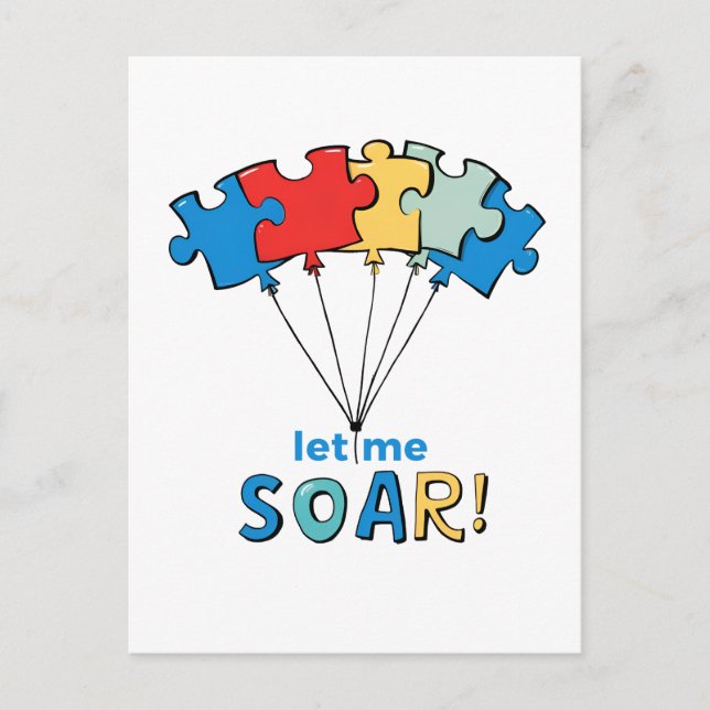 Lass Me Soar - Autismus Awareness Puzzle Ballon Postkarte (Vorderseite)