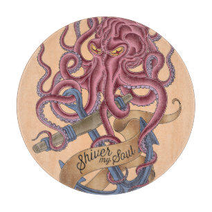 Lass meine Seele erschaudern Tintenfisch-Tattoo Schneidebrett