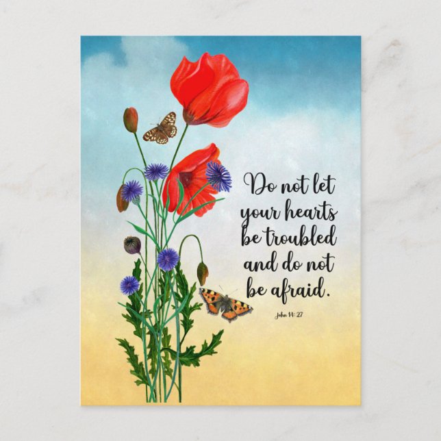 Lass nicht, dass deine Herzen beunruhigt sind Postkarte (Vorderseite)