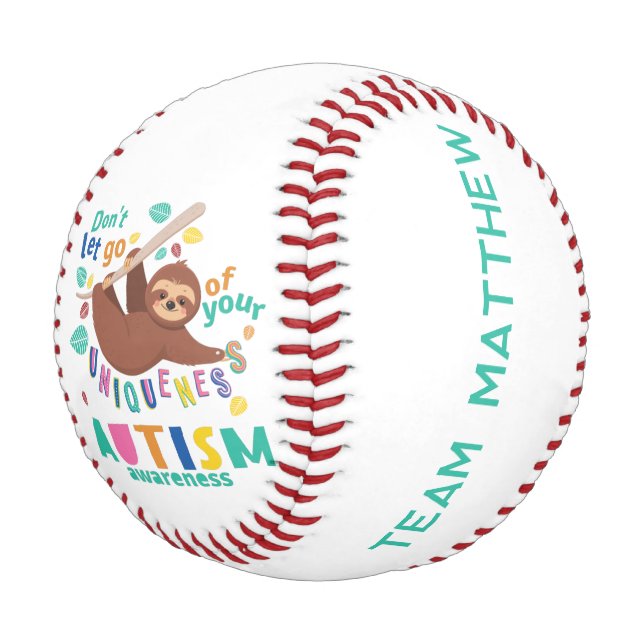 Lass nicht, dein einzigartiges Autismus-Bewusstsei Baseball (Schrägansicht)