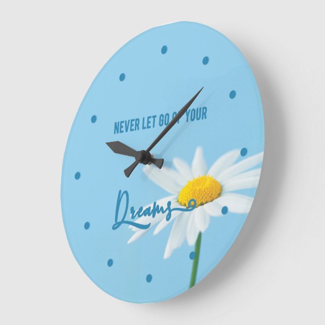 Lass niemals deine Träume weg - Niedliche weiße Da Große Wanduhr (Winkel)
