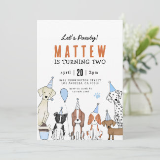 Lass Pawty Puppy Pawty Dog Birthday Einladung