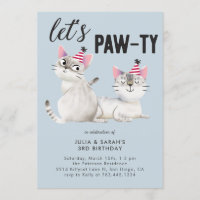 Lass Pawty Twins Joint Cat Theme Birthday Party