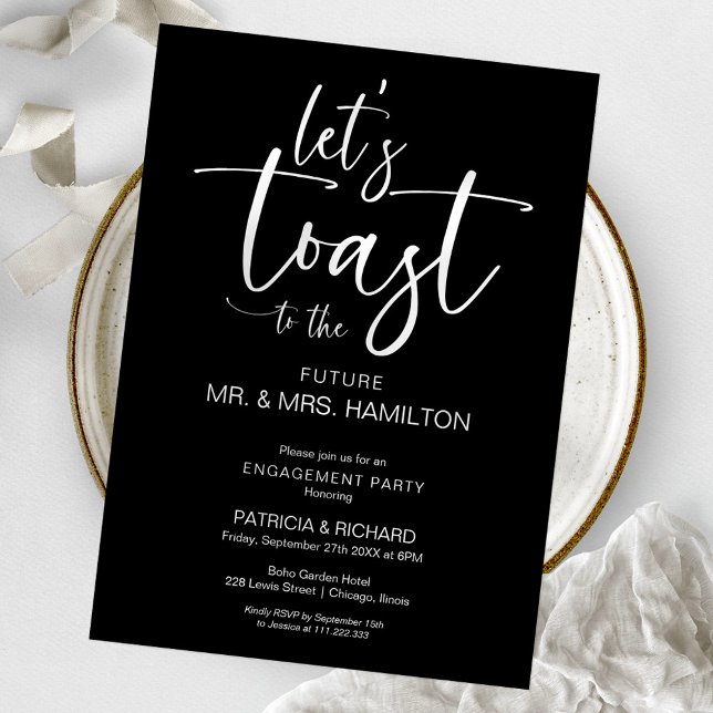 Lass’s Toast Chic Calligrafy Engagement Party Einladung (Von Creator hochgeladen)