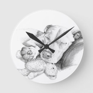 Lass Schlafhunde Lie Runde Wanduhr