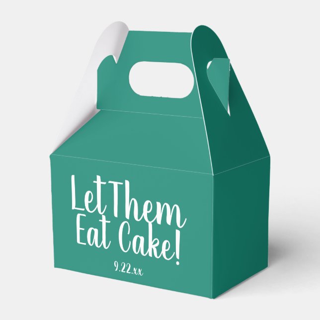 Lass sie essen Aquamarine Hochzeit Kuchen Zuhause  Geschenkschachtel (Vorderseite)