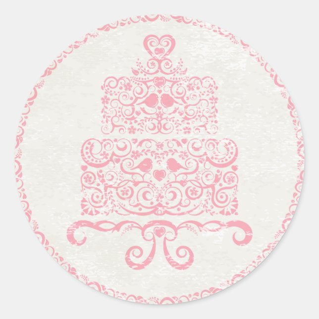 Lass sie essen Cake Sticker - Pink (Vorderseite)