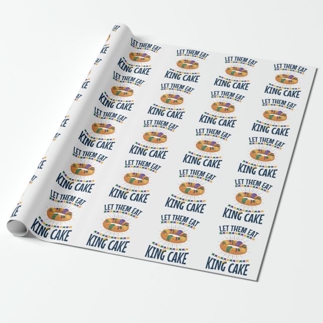 Lass sie essen King Cake Funny Mardi Gras Geschenkpapier (Ungerollt)
