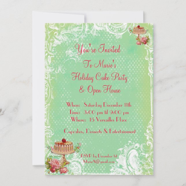 Lass sie zum Kuchen Party Einladung (Vorderseite)