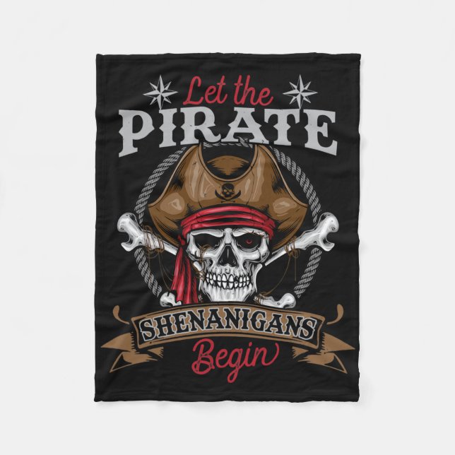 Lass The Pirate Shenanigans Begin Skeleton Hallowe Fleecedecke (Vorderseite)