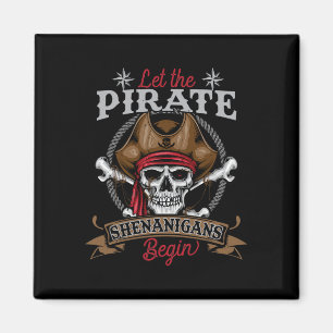 Lass The Pirate Shenanigans Begin Skeleton Hallowe Magnet