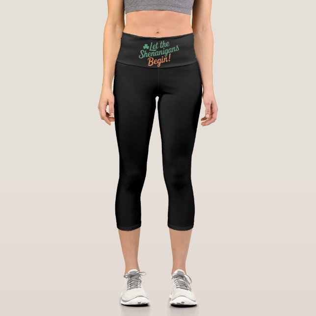 Lass The Shenanigans Begin Funny Irish St Patricks Capri Leggings (Vorderseite)