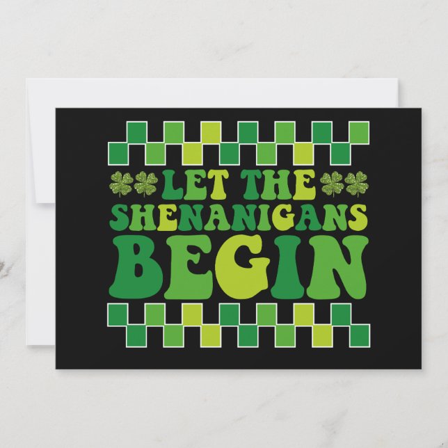 Lass The Shenanigans Begin Irish Groovy Retro Einladung (Vorderseite)