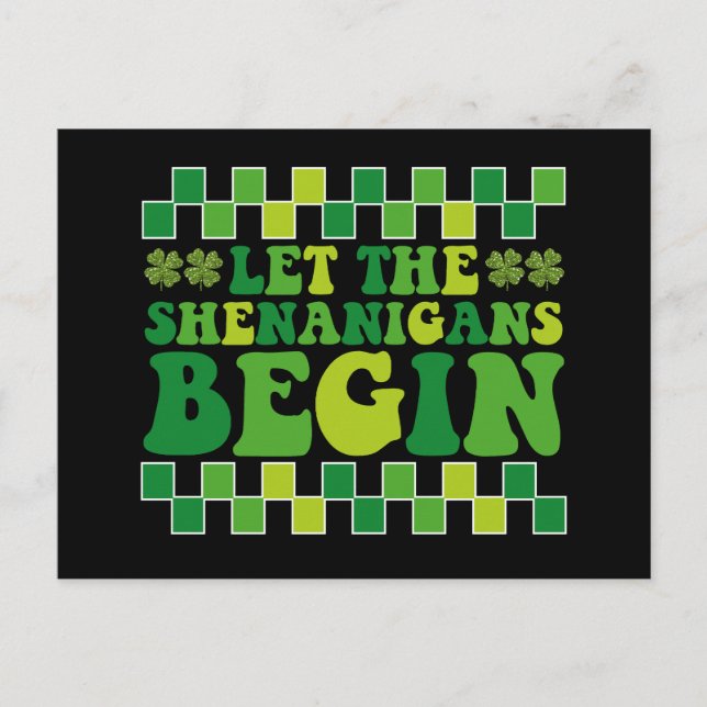 Lass The Shenanigans Begin Irish Groovy Retro Postkarte (Vorderseite)