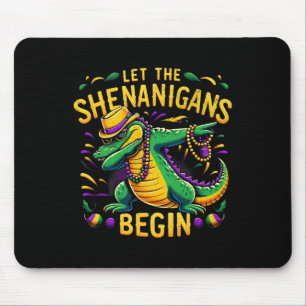 Lass The Shenanigans Begin Mardi Gras Dinosaur T-r Mousepad
