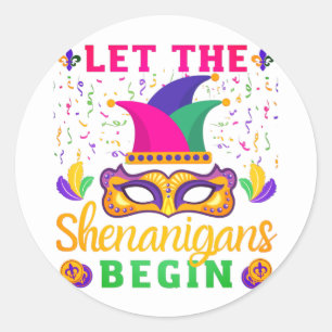 Lass The Shenanigans Begin Mardi Gras Festival Runder Aufkleber
