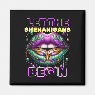 Lass The Shenanigans Begin Mardi Gras Lips 2025 Magnet