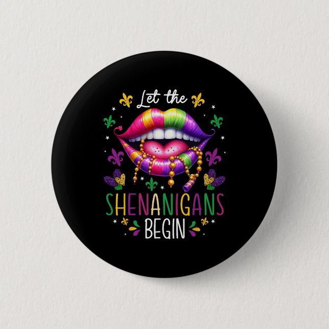 Lass The Shenanigans Frische Pasta machen Mardi Gr Button (Vorderseite)