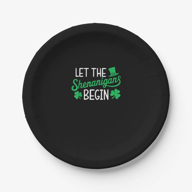 Lass The Shenanigans Funny Kleeblatts St Patri Pappteller (Vorderseite)