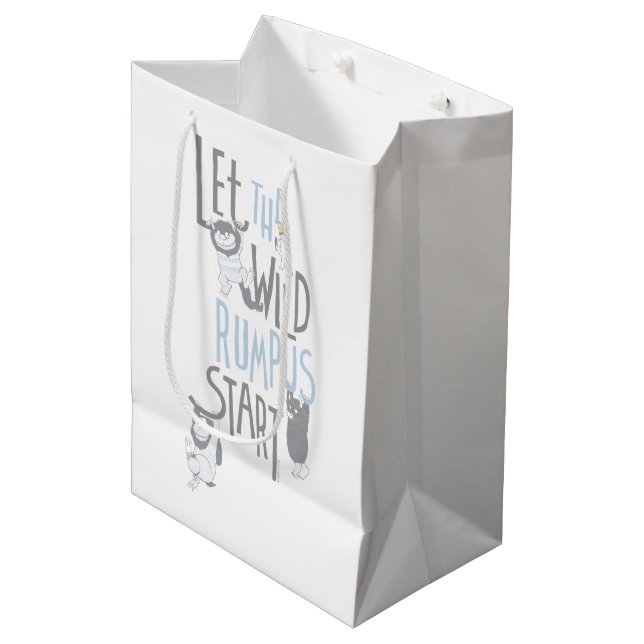 Lass the Wild Rumpus Start - Blau Mittlere Geschenktüte (Vorderseite Schrägansicht)