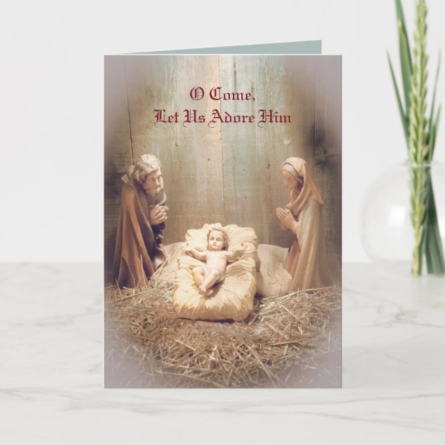 Lass uns Adore Ihm Grußkarte Karte (Vorderseite)