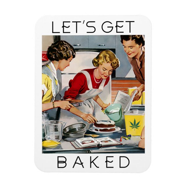 LASS UNS BAKED Funny Pot Pun Magnet (Vertikal)